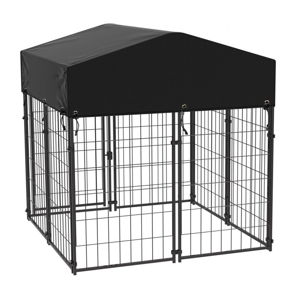 Canisa metalica de exterior pentru caini cu acoperis textil rezistent la UV-2